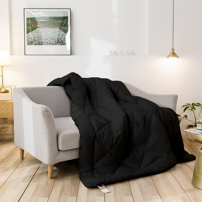كوزي نايت لحاف ناعم من Cozynight بمقاس كينج - لحاف بديل خفيف الوزن - رقيق ومسامي وقابل للغسل في الغسالة، لحاف أسود بخياطة ماسية (King 106""X92") - Image 2